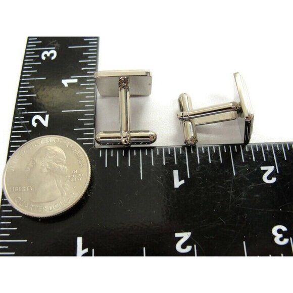 Chaps MOP Silver Tone Cufflinks Wedding Tux - Picture 10 of 16